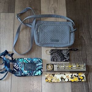 Vera Bradley Gray Quilted Clutch and Accessories Set